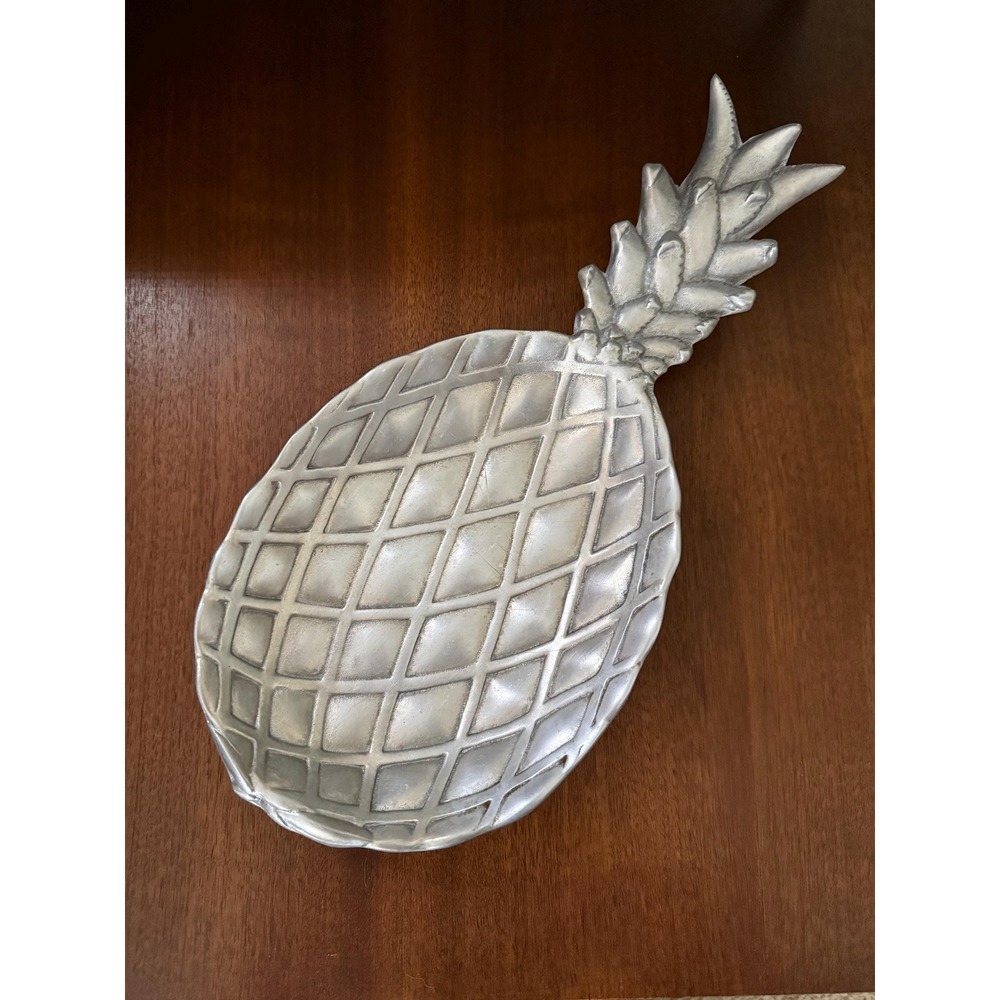 Vintage Wilton Armetale Pineapple Serving Dish 13.5" Metal Tray MCM Entertaining